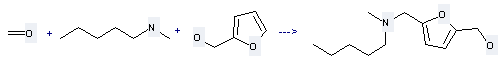 N-Methylpentylamine can react with furan-2-yl-methanol and formaldehyde to get {5-[(methyl-pentyl-amino)-methyl]-furan-2-yl}-methanol. 